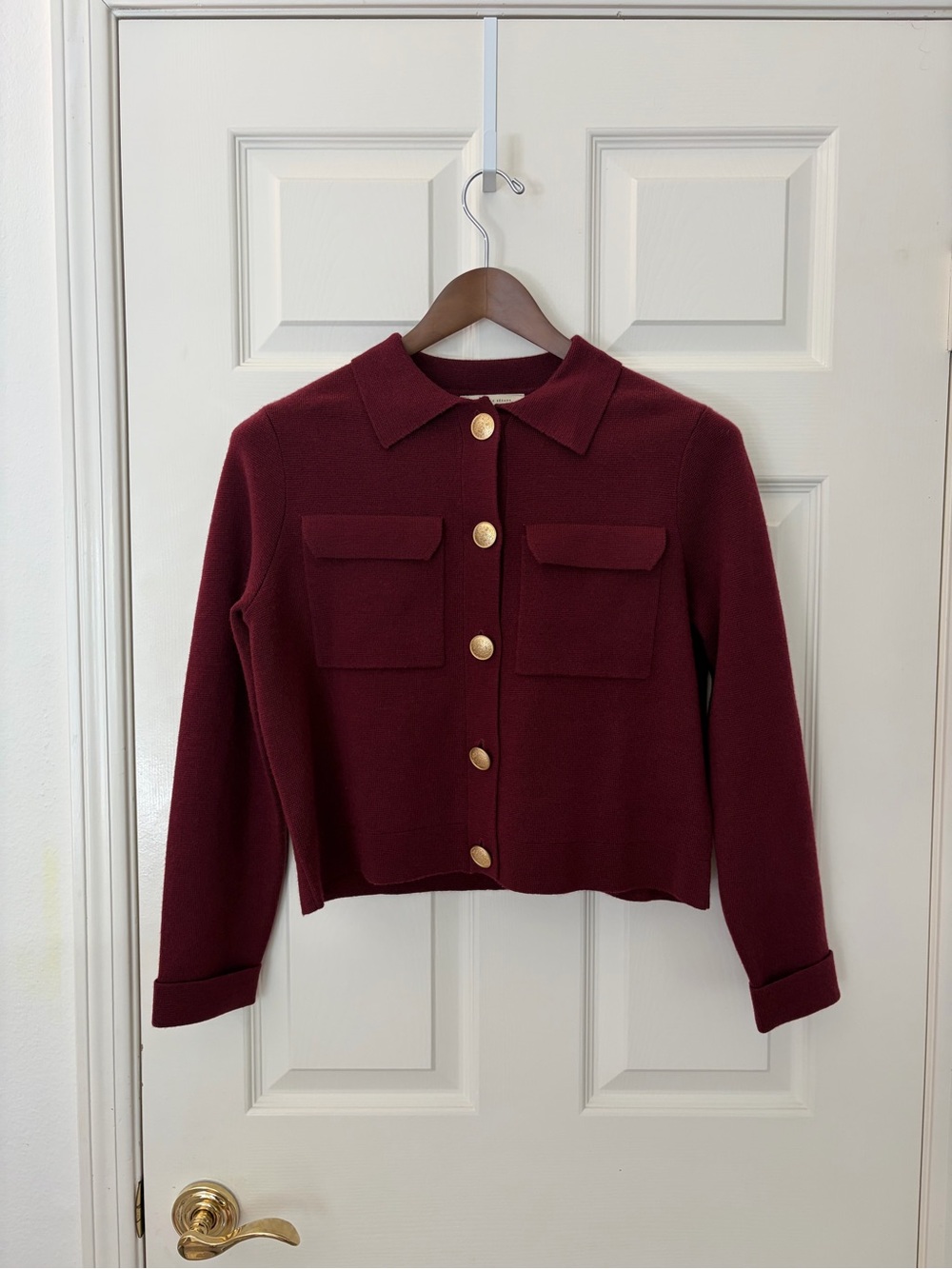 NWT Sezane Gilet Betty Bordeaux Women's Burgundy Button-Front Blazer Jacket XS - Picture 3 of 9